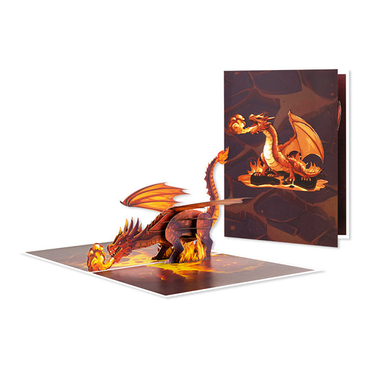 Rock Cracked Fire Breathing Dragon 3D Pop Up Greeting Card - Birthday Father's Valentine