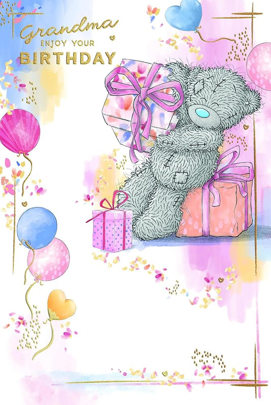 Bear With Gift Boxes Grandma Birthday Card