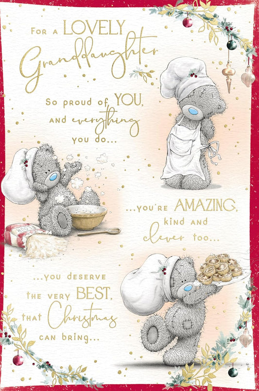 Bear Baking Mice Pies Lovely Granddaughter Christmas Card