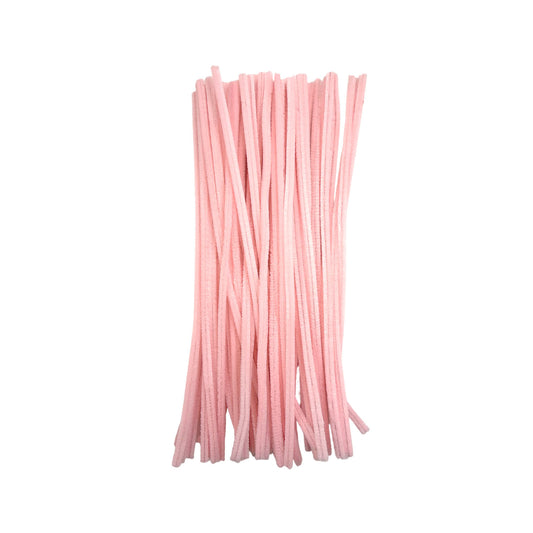 Pack of 50 Light Pink Coloured Pipe Cleaners 30cm x 6mm Craft Chenille Stems