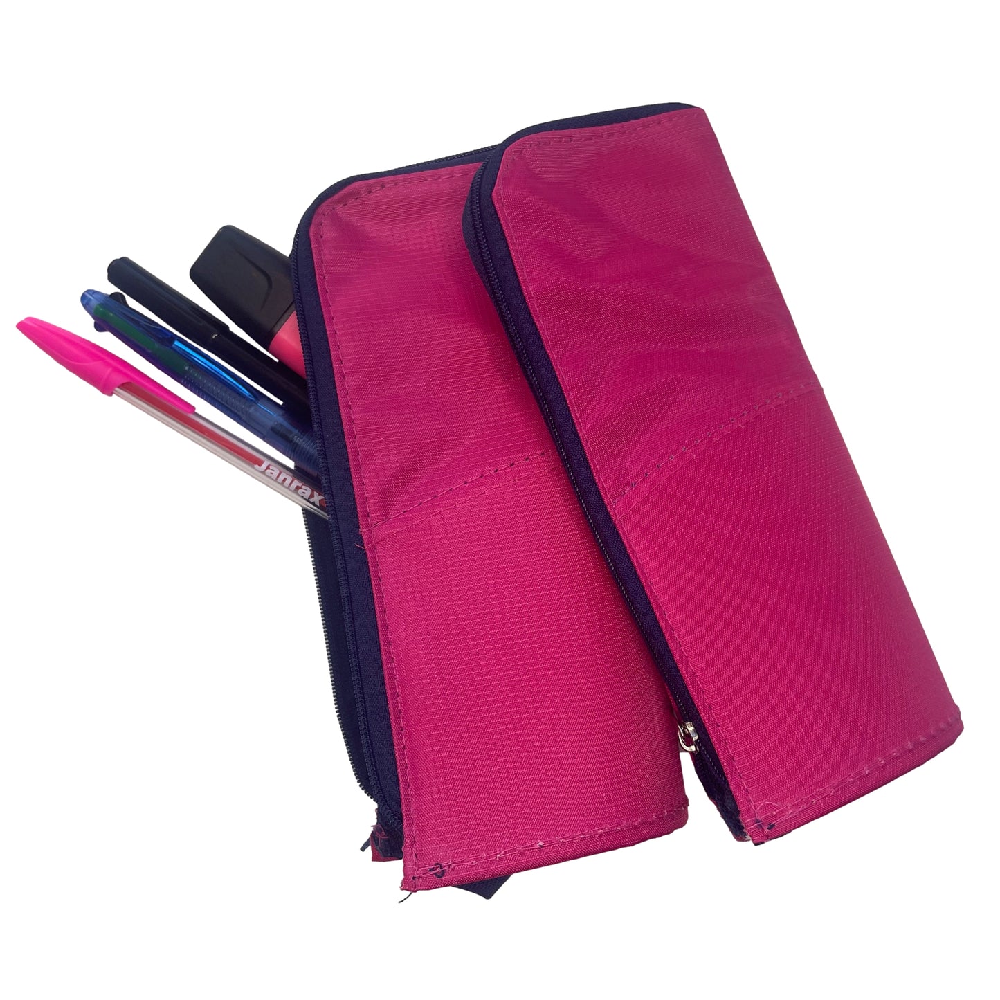 Pack of 10 Pink Standing Zipped Pencil Cases