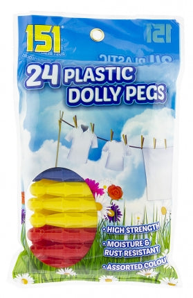 Pack of 24 Coloured Plastic Dolly Pegs