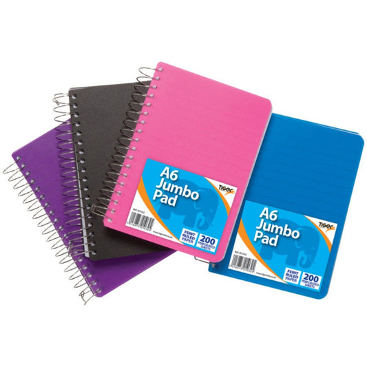 Pack of 10 Jumbo A6 Twinwire 200 Sheet Notebooks