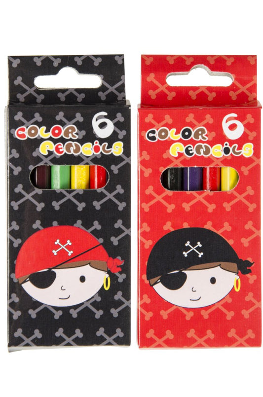 12 Pack of 6 Pieces Pirate Design Colored Pencils 9cm