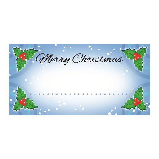 Pack of 50 Light Christmas Holly Leaf Berries Design Table Place Cards