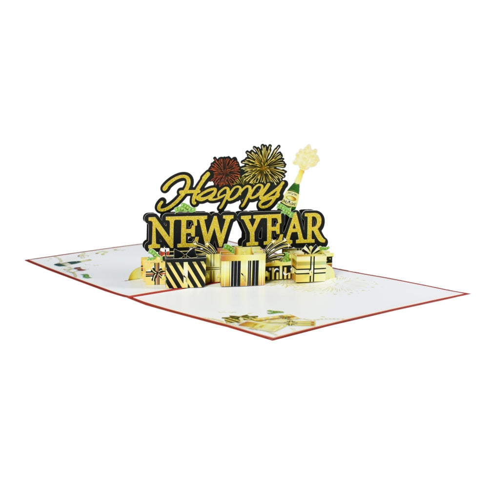Fireworks & Champagne New Year Blast Pop Up Greeting Card