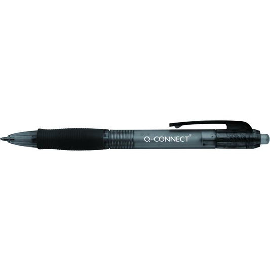 Pack of 10 Q-Connect Retractable Medium Black Ballpoint Pens