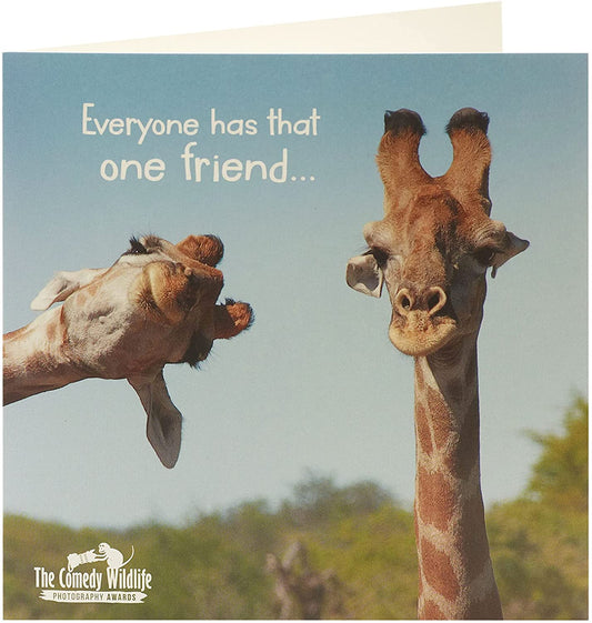 The Comedy Wildlife Giraffe Friend Blank Inside Birthday Card