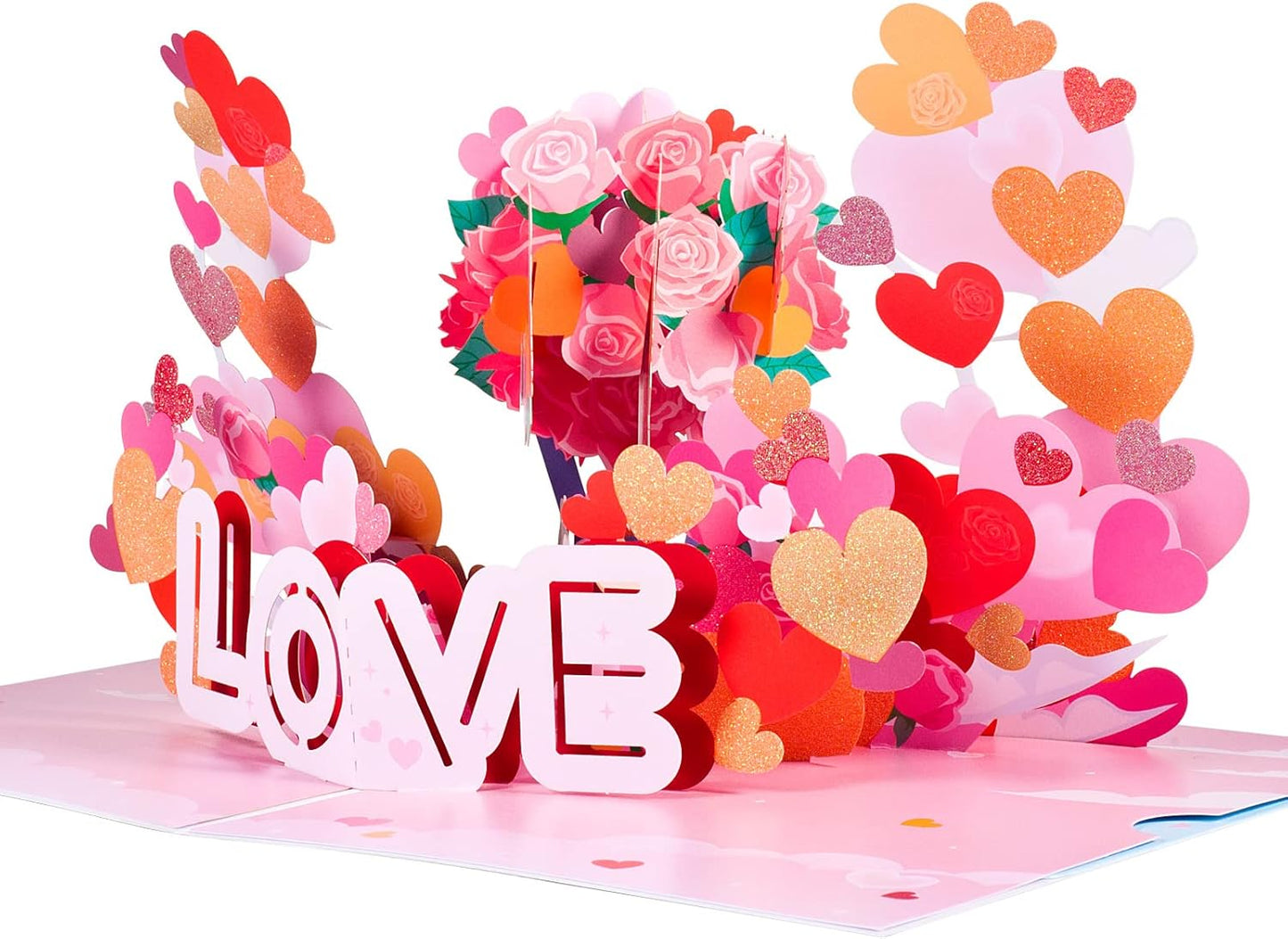 Elegant Love Roses & Hearts 3D Pop Up Valentine's Day Card