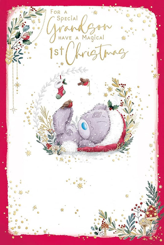 Bear With Robins Grandson's First Christmas Card