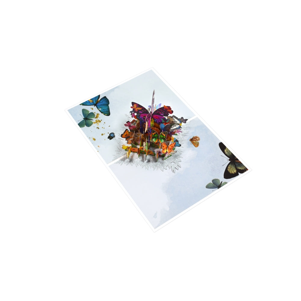 Wings of Wonder Colorful Butterfly 3D Pop Up Greeting Card