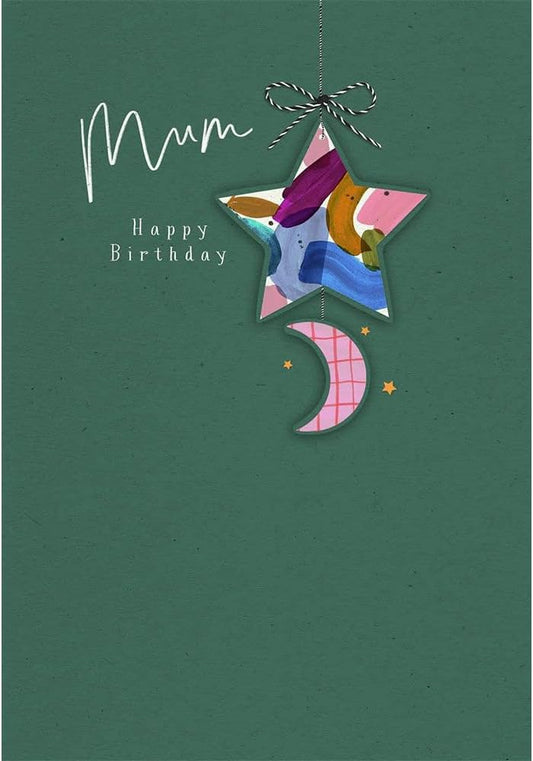 Star Moon Design Mum Happy Birthday Greeting Card