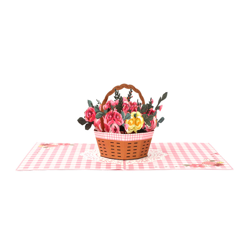 Flower Basket 3D Pop Up Greeting Card - Floral Birthday Mother Love Anniversary Nature