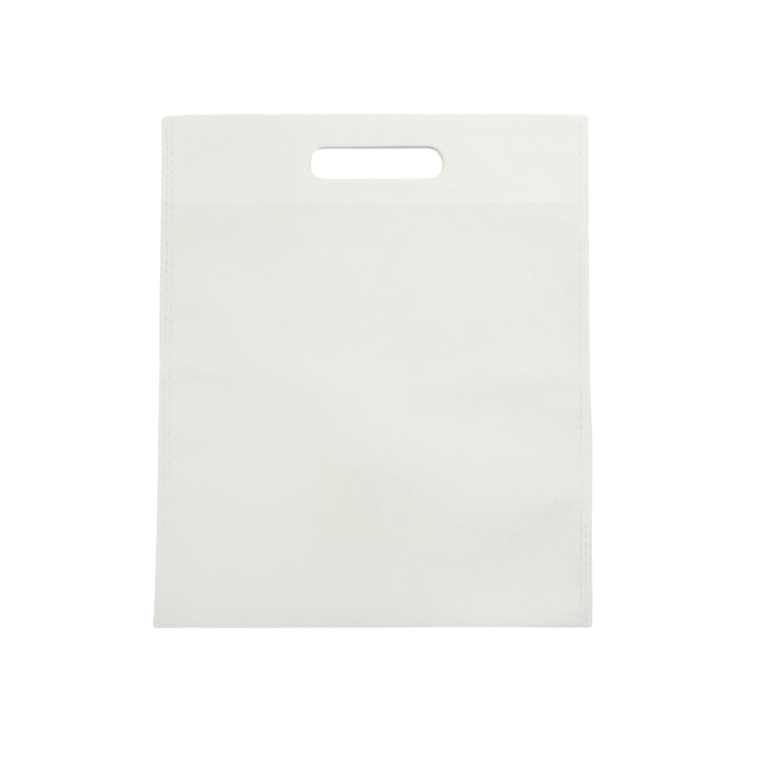 Pack of 100 White Coloured 30x25cm Non-Woven Patch Handle Bags