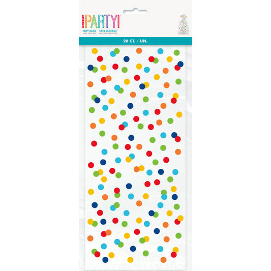 Pack of 20 Rainbow Polka Dots Cellophane Bags