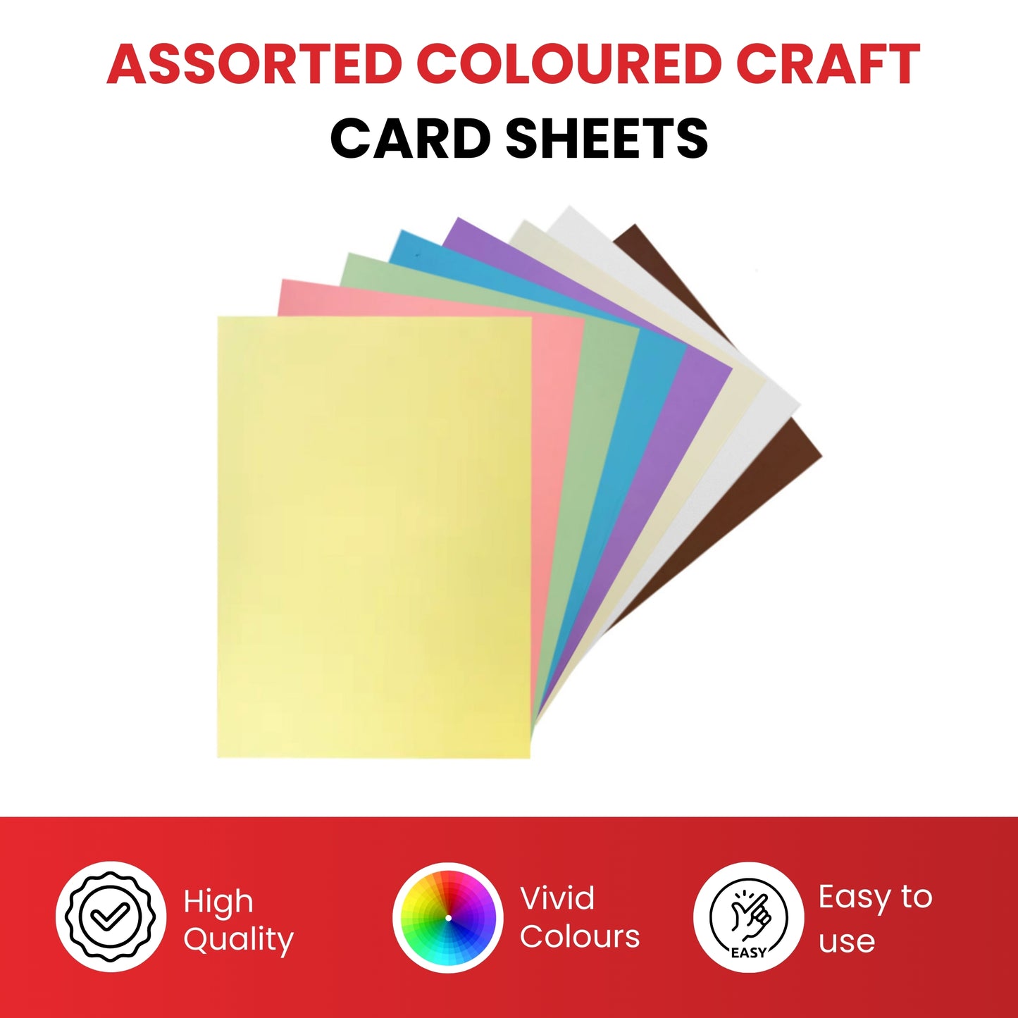 Pack of 400 A5 Assorted Easter Coloured 160gsm Craft Card Sheets – 8 Colours (50 each)