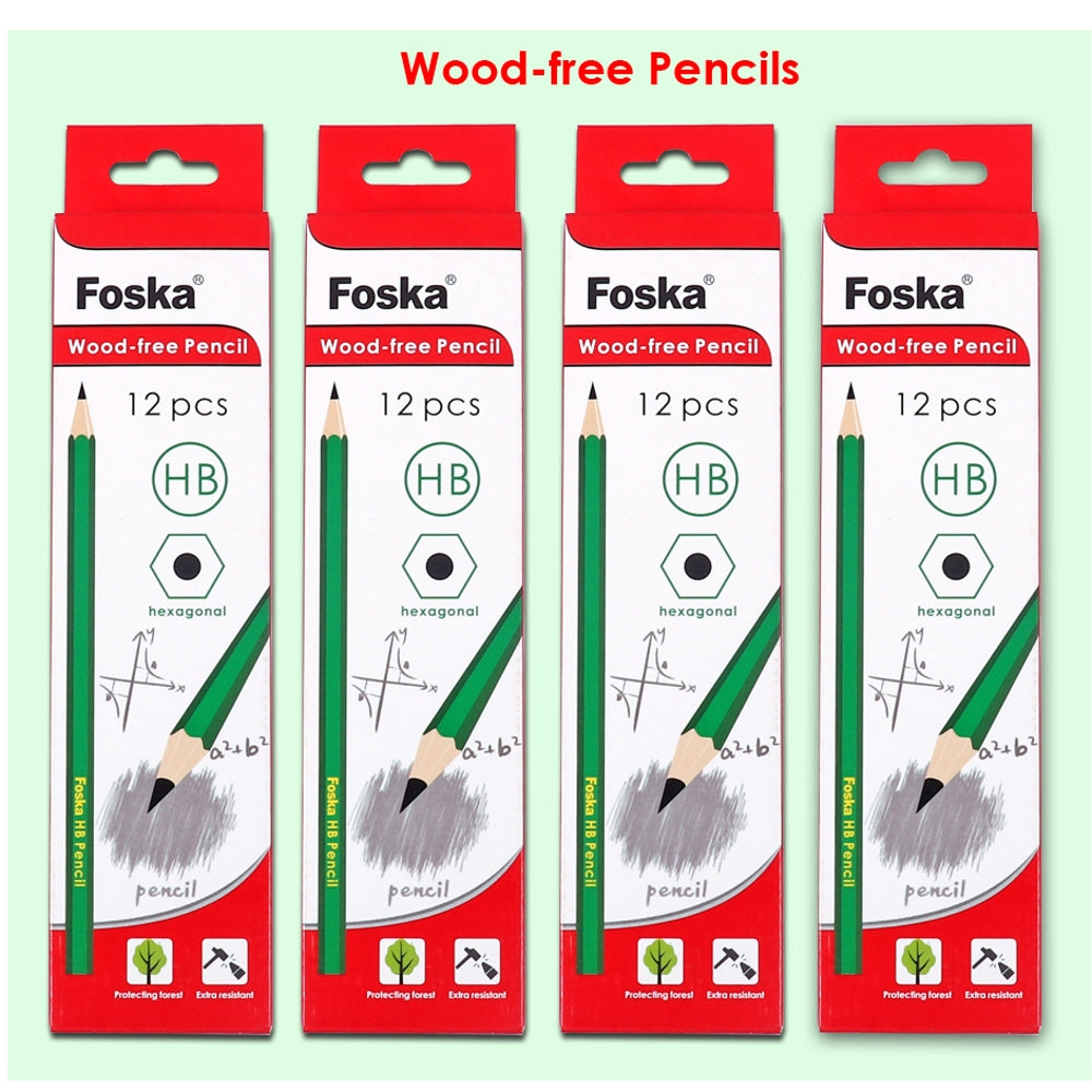 Pack of 12 7'' Flexible Sharpened Plastic Wood- Free HB Pencils with Eraser