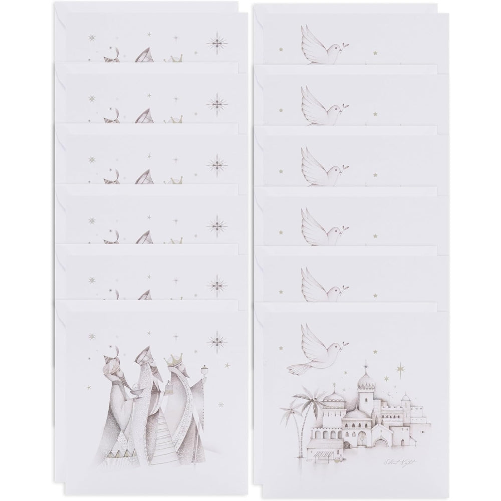 2 Religious Pencil Designs Multipack of 12 Christmas Cards
