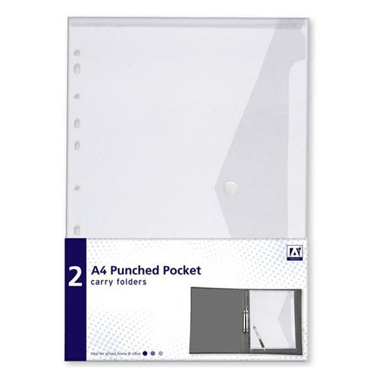 Pack of 2 A4 Punched Pocket Carry Folder