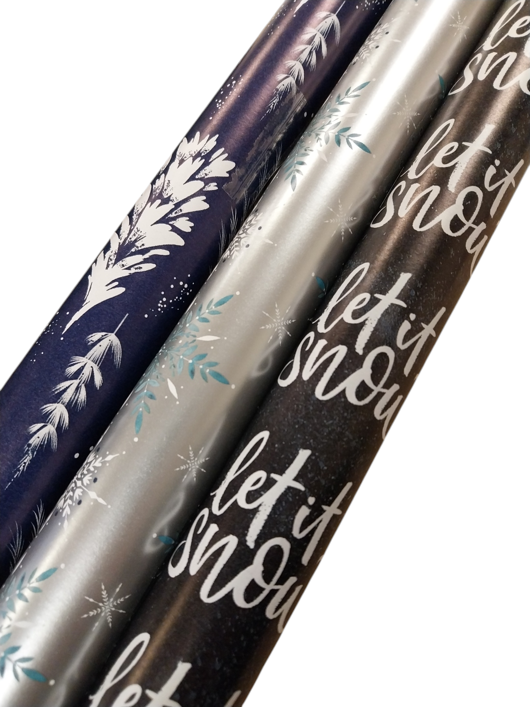 Pack of 4 3m Christmas Text and Tree Design Gift Wrap Rolls