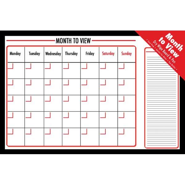 Monthly Dry Wipe Planner Board