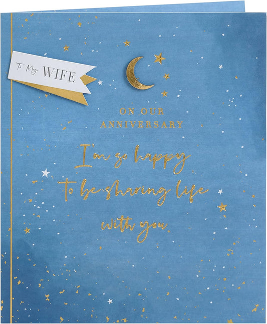 Starry Design Wife Wedding Anniversary Card