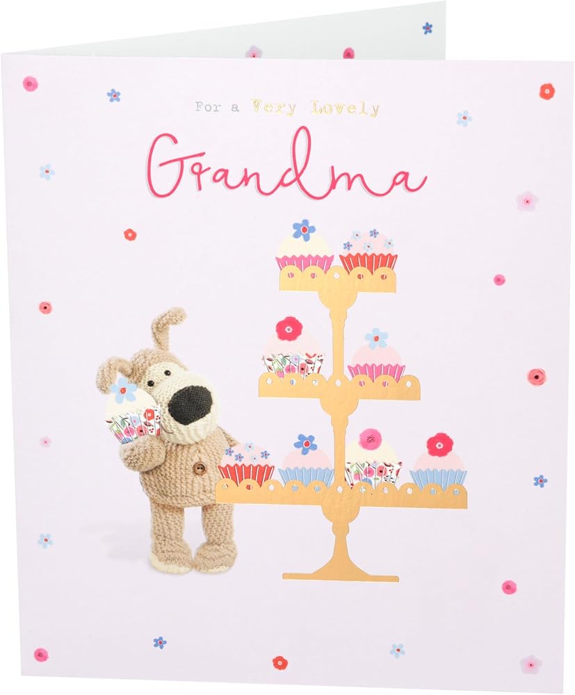 Boofle with a Big Cake Stand Grandma Birthday Card