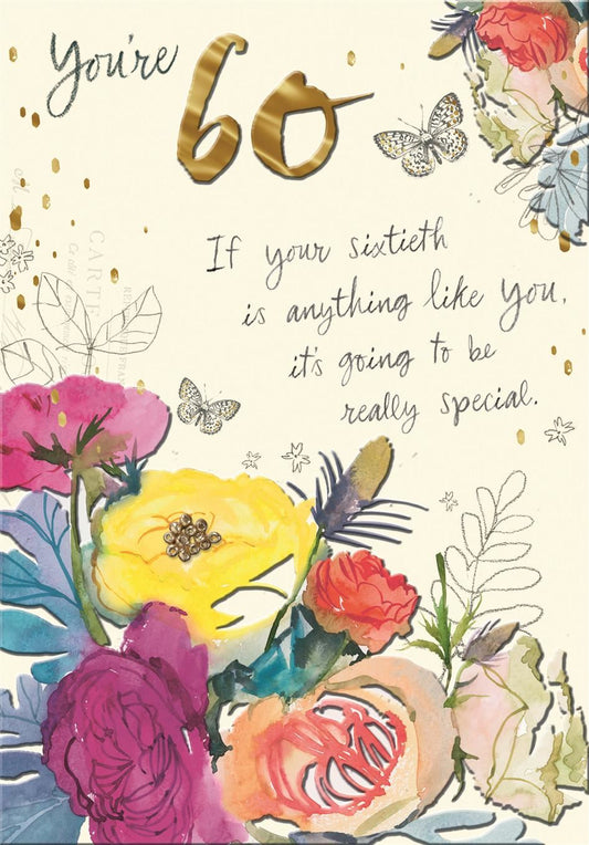 Willow Floral Bouquet 60th Birthday Card