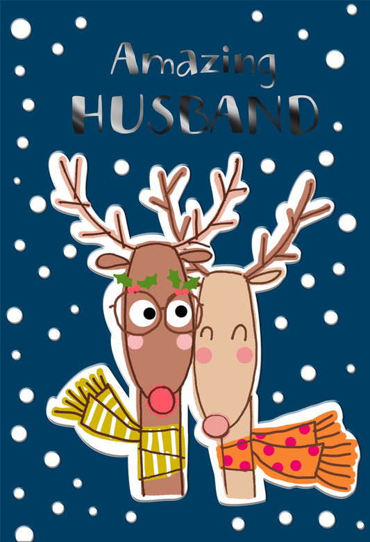 Blue and Dot Design Husband Christmas Card