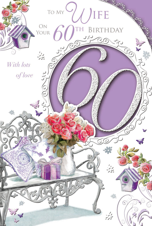 To My Wife On Your 60th With Lots of Love Birthday Celebrity Style Card