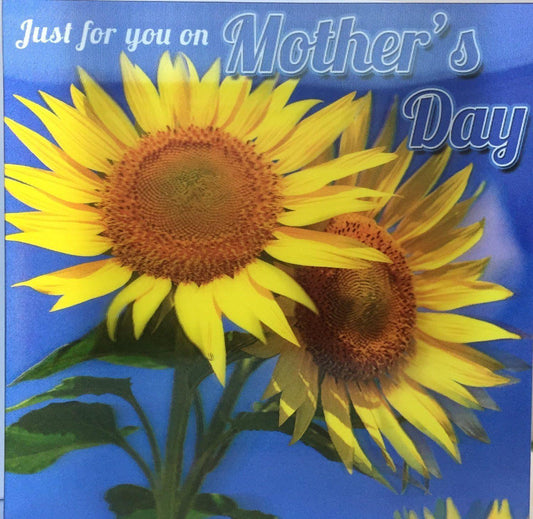 3D Holographic Sunflowers Design Just For You on Mother's Day Greetings Card