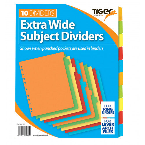 A4 Extra Wide 10 Part Card Subject Dividers