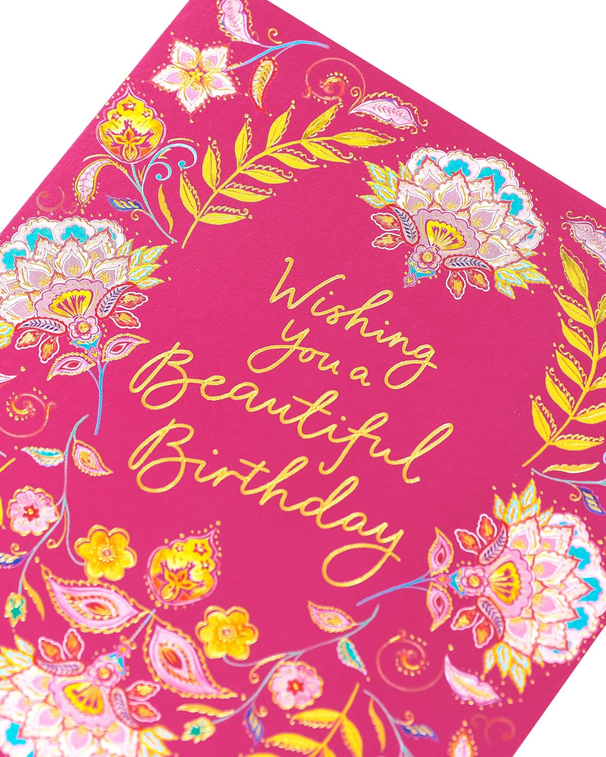 Bright Pink Floral Design Birthday Card For Her