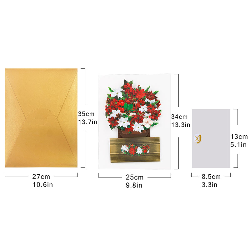 Poinsettia Bouquet Holiday 3D Pop Up Christmas Card