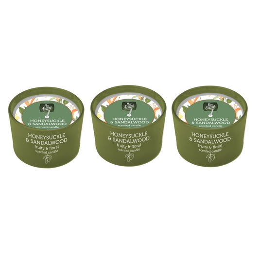 Pack of 3 Pan Aroma Honeysuckle & Sandalwood Coloured Jar Candles 85g