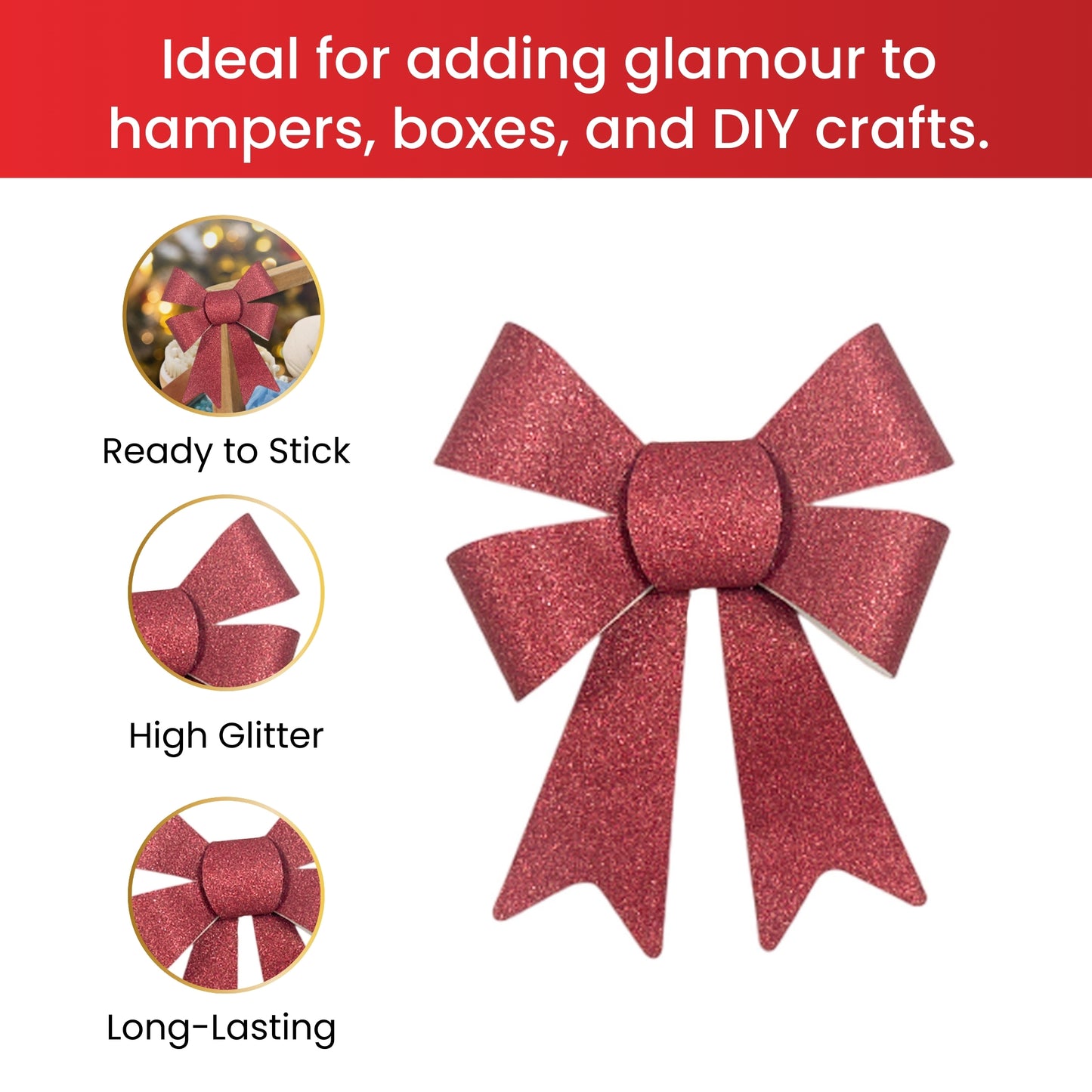 Pack of 9 Christmas Red, Gold, Silver Present Gift Bows