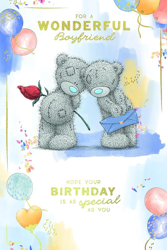Bears Stood With Rose And Envelope Wonderful Boyfriend Luxury Birthday Card