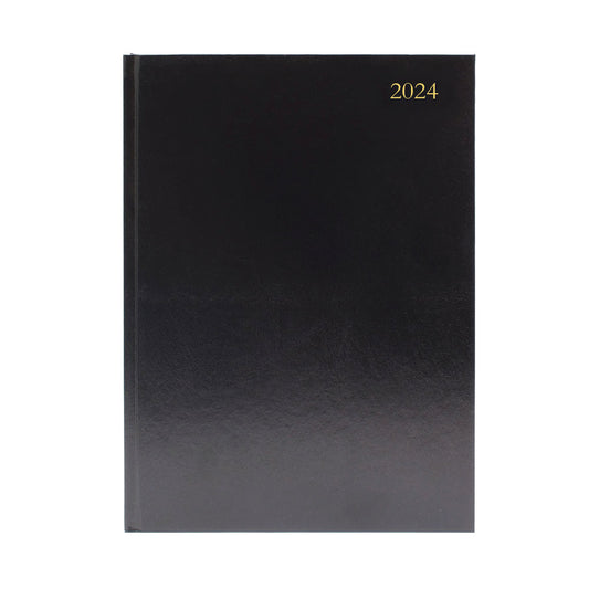 2024 A5 Day Per Page Black Desk Diary
