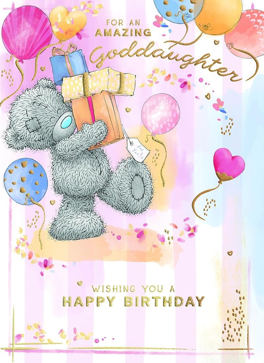Bear Carrying Stack Of Gifts Amazing Goddaughter Birthday Card