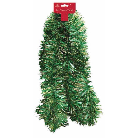 2m Christmas Green and Gold Chunky Decoration Tinsel