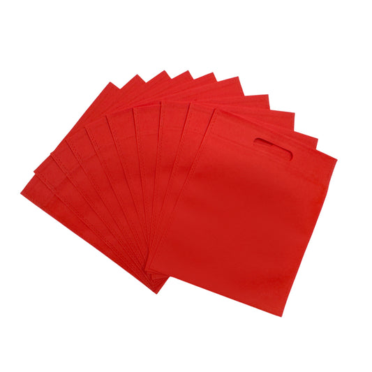 Pack of 50 Red Coloured 30x25cm Non-Woven Patch Handle Bags