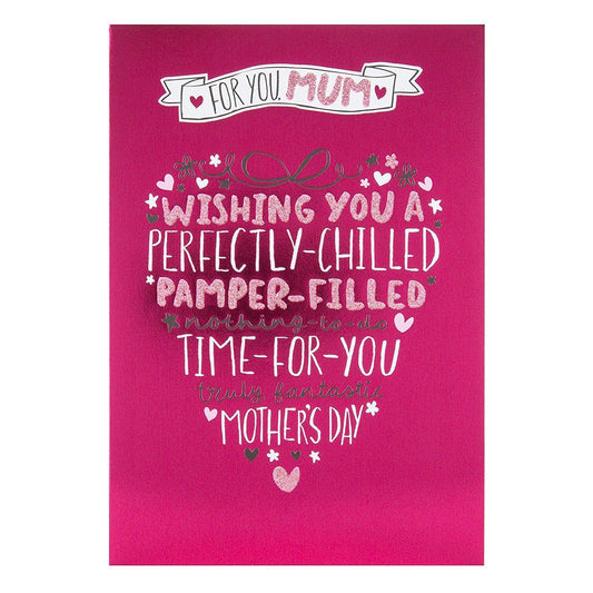 Mum 'Pamper Filled' Contemporary Neon Foil Mother's Day Card