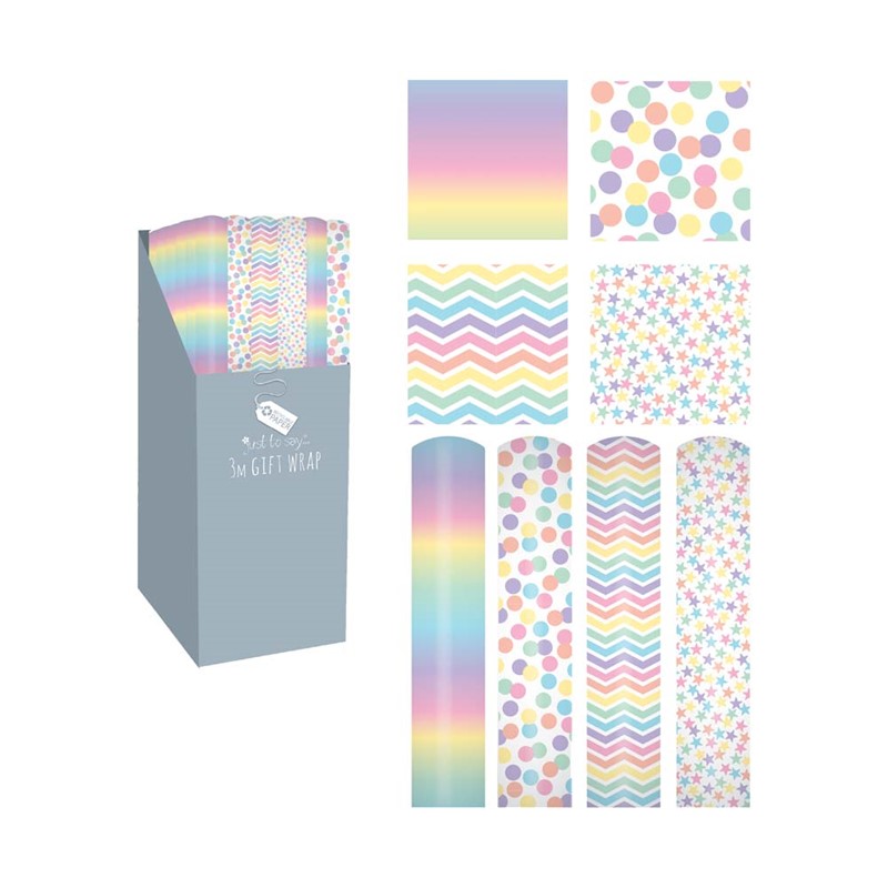 Single 3 Metre Pastels Design Gift Wrap Roll