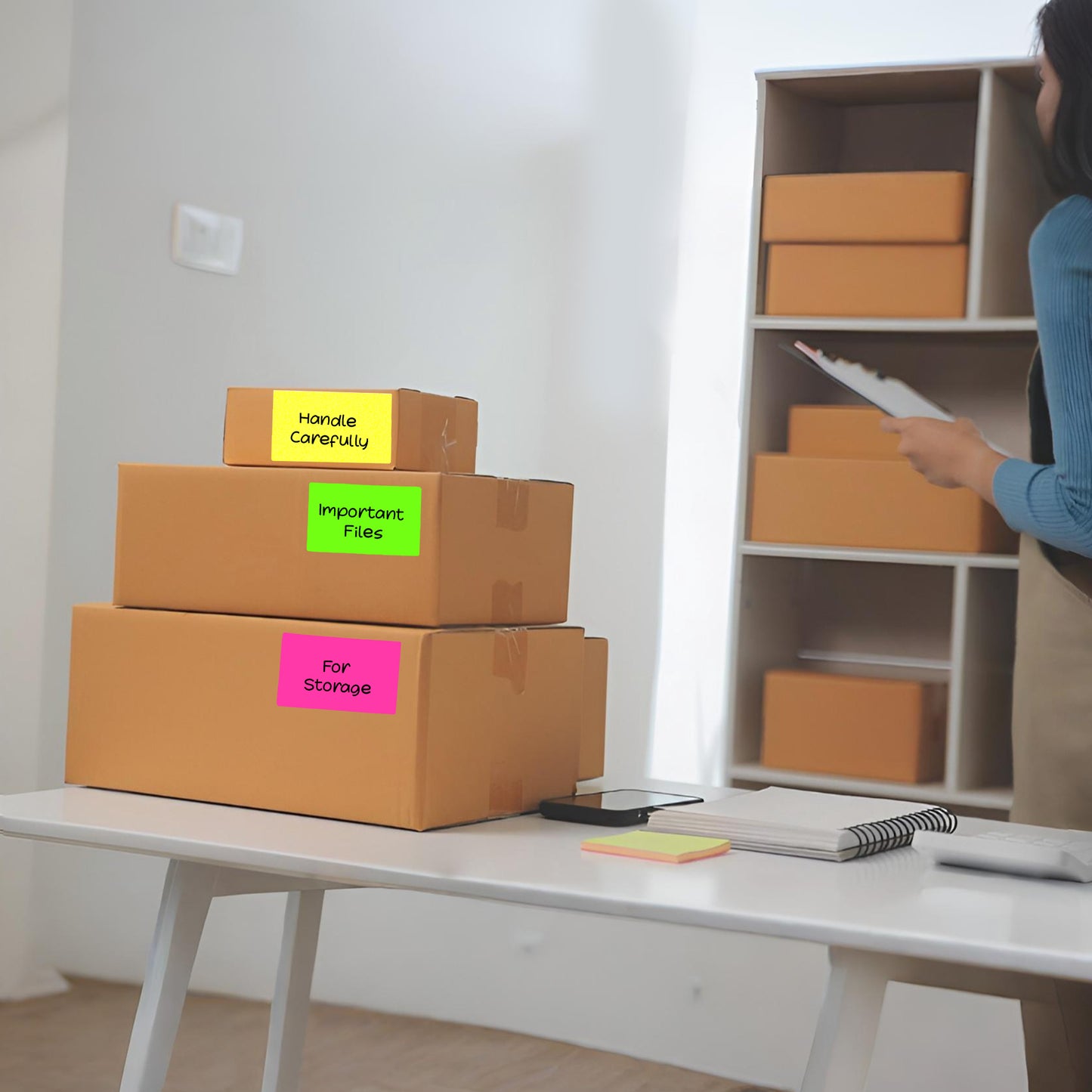 Pack of 8 Fluorescent Yellow 50x80mm Rectangular Labels