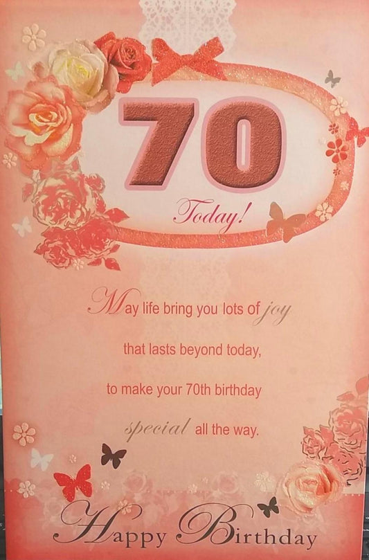 Sentimental Verse Floral Design 70th Birthday Card