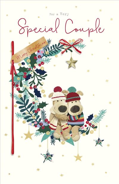 Boofle On Floral Moon To Special Couple Christmas Card