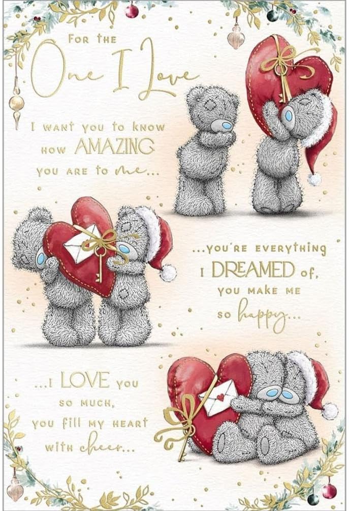 Bears With Red Heart And Key One I Love Verse Christmas Card