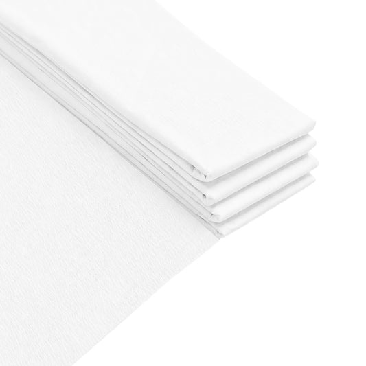 Pack of 5 White Crepe Paper Sheets 50cm x 2m 17GSM 35% Stretch Craft Paper