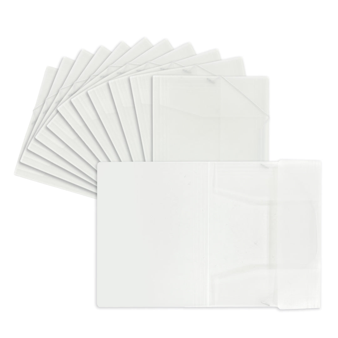 Pack of 120 A4 Clear 3 Flap Folders with Elasticated Closure
