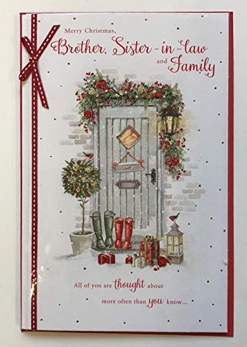 Brother Sister In Law And Family Door Decorated Design Christmas Card
